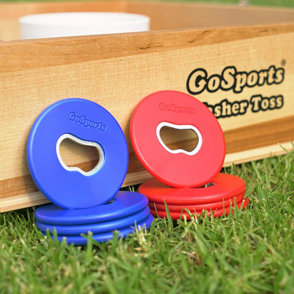GoSports Bottle Opener Replacement Washer Set - Plastic Coated Metal with Bottle Opener - Set of 8 Washers