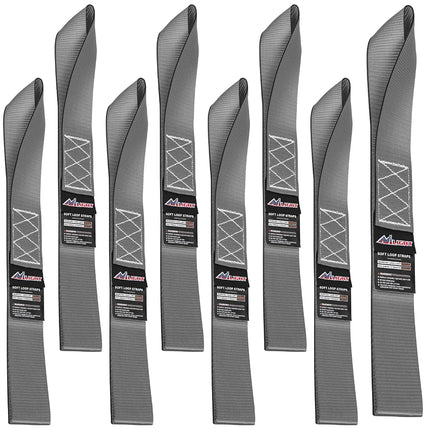 Nilight Soft Loop 1.7”×17" Motorcycle Tie Down Straps Heavy Duty 12000Lbs Max Break Strength for Securing ATV UTV Kayak Moving Cargo (8PK-Grey)