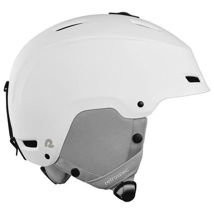 Casco de esquí y snowboard Retrospec Zephyr para adultos - Ajustable con 9 orificios de ventilación - Carcasa de ABS resistente a los impactos y espuma EPS - Blanco mate, grande 59-62cm