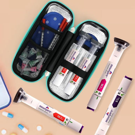 LengKe EVA Glp1 Travel Case TSA Approved for Mounjaro Injector Pens, 2 TSA Approved Ice Pack, Real-Time Temperature Display, Medication Cooler for Travel & Daily Use
