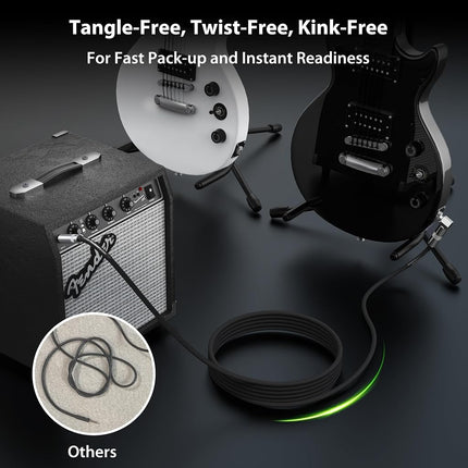 AA AUDIO ACCESSORY Right Angle Guitar Cable 3.3ft 2 Pack, Nylon Braided Anti-Kinking Kevlar-Reinforced, 20 AWG 99.99% OFC 1/4 Instrument Cable, AL & OFC Shielded Guitar Cord for Fender Electric Guitar