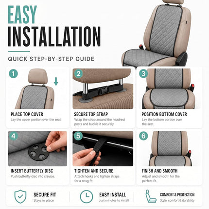FH Group Car Seat Cushion Front Set Neosupreme Automotive Seat Cushions - Universal Fit, Car Seat Cushion with Front Pockets, Airbag Compatible Car Seat Cushions for SUV, Sedan, Van Gray