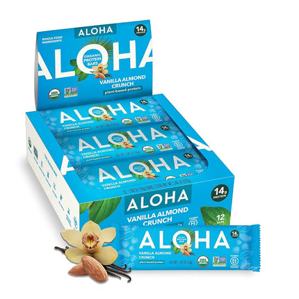 ALOHA Organic Plant Based Protein Bar, Vanilla Alm