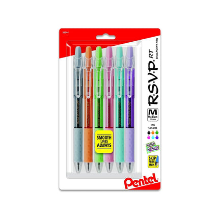 Bolígrafo retráctil Pentel RSVP RT Colors, línea mediana, cuerpo naranja, paquete de 2 (BK93CRBP2F)