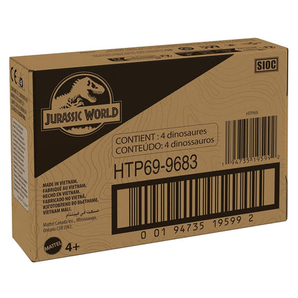 Jurassic World 4-Pack Egg to Dinosaur Transforming Toys, Hidden Hatchers Figures, 8 Step Dino Changing 2 in 1 Toys, HTP69