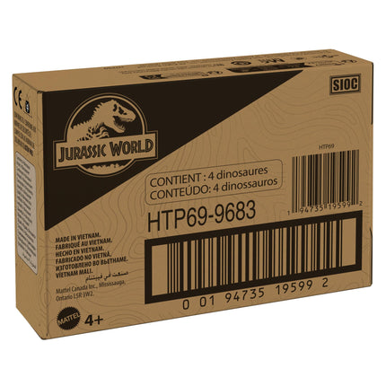 Jurassic World 4-Pack Egg to Dinosaur Transforming Toys, Hidden Hatchers Figures, 8 Step Dino Changing 2 in 1 Toys, HTP69