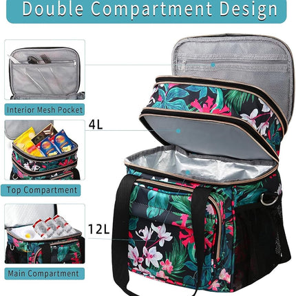 GLENKEY Expandable Lunch Box Women Insulated Soft Leakproof Cooler Bag
