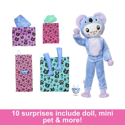 Barbie Cutie Reveal Doll & Accessories with Animal Plush Costume & 10 Surprises Including Color Change, Bunny as a Koala in Costume-Themed Series, HRK26