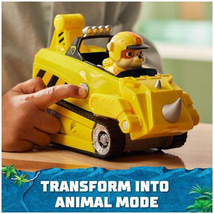 PAW Patrol Jungle Pups, Vehículo Rinoceronte de Rubble, Camión de Juguete con Figura de Acción Coleccionable, Juguetes para Niños y Niñas de 3 Años en Adelante