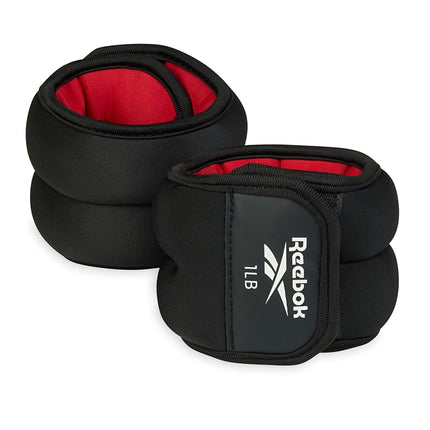 Reebok Wrist and Ankle Weights, 2 x 1 lb Wearable Weights for Intensifying Workout, Durable Polyester & Spandex Ankle & Wrist Weights, Home Workout Essentials & Gym Accessories for Women & Men