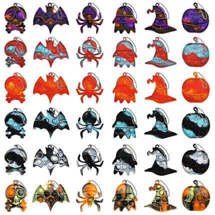 GooKit 36 Pack Halloween Mini Pop Push It Keychain
