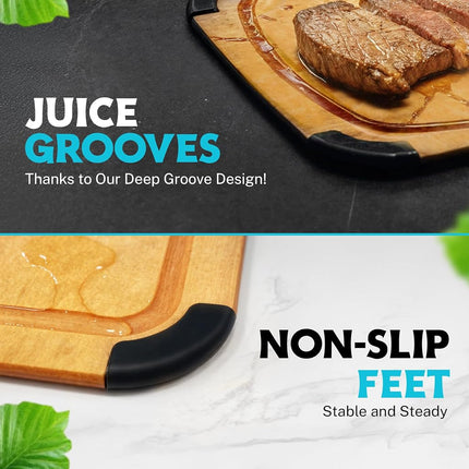 Dishwasher Safe Cutting Boards for Kitchen - 2 Piece Large Composite Wood Cutting Board Set with Non-Slip Feet and Juice Groove (14.5" x 11" and 11.7" x 9.3") - Thin, Lightweight, Eco-Friendly