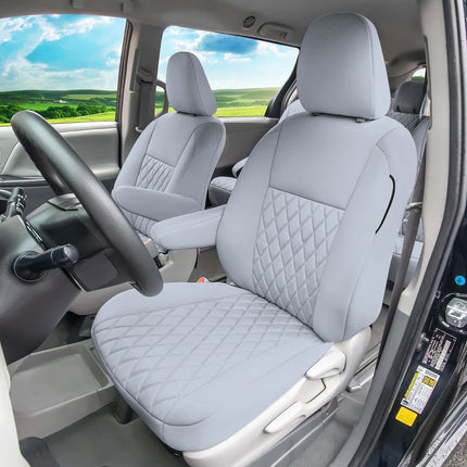 Fundas de asiento de coche FH Group a medida para Toyota Sienna 2011-2020, juego completo de fundas de asiento de coche, fundas de asiento de automóvil de 8 plazas en neopreno gris sólido, fundas de asiento impermeables y lavables
