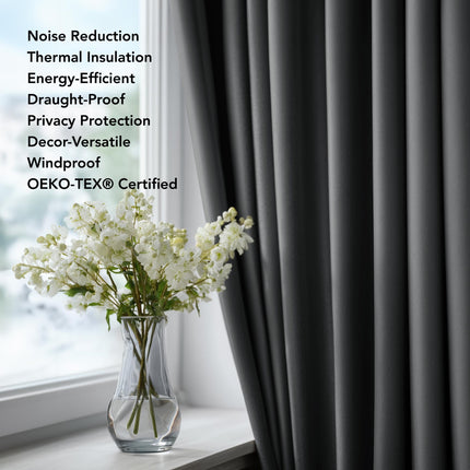 Deconovo Blackout Curtains, Room Darkening Thermal Insulated Window Drapes, Noise Reducing, Grommet Top, 2 Panels 55W x 78L Inch Machine Washable for Bedroom Living Room Nursery Dark Grey