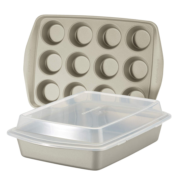 Rachael Ray 3 Piece Nonstick Bakeware Set - Silver