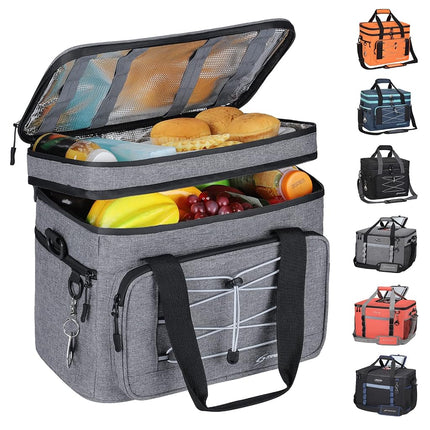 Maelstrom Soft Cooler Bag,Collapsible Soft Sided Cooler, 30 Cans Beach Leakproof Camping Box,Lunch Box Portable Travel Bag for Grocery Shopping,Kayaking,Gray