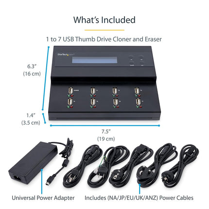 StarTech 1:7 Standalone USB Flash Drive Duplicator Cloner Eraser, LCD