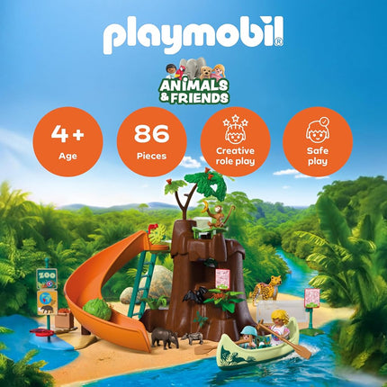 PLAYMOBIL Animals & Friends Zoo Jungle Adventures Large Jungle Tree with Canoe and Slingshot Blade Children's Toy from 4 Years 72071