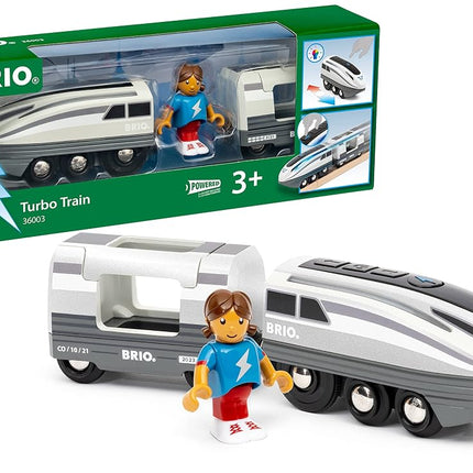 BRIO World Battery Powered Turbo Speed Toy Train for Kids Age 3 Years Up - Wooden Railway Set Add On Accessories