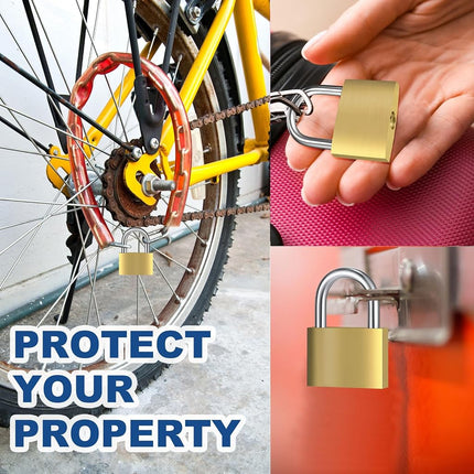 Yaocom 24 Pcs Solid Brass Keyed Padlock, Small Yellow Gym Lock, Strong Padlock with Same Key for Luggage Toolbox (30mm 1-3/16'')