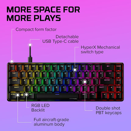 Clavier américain HyperX Alloy Origins 65 Red PBT