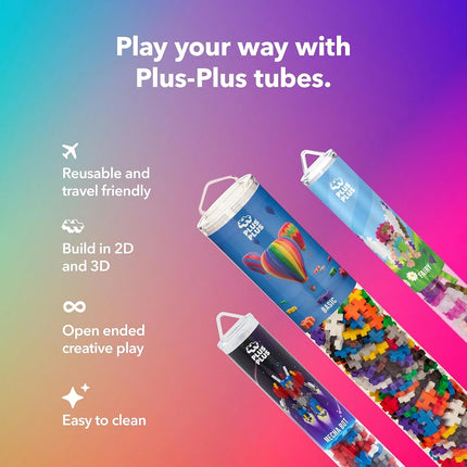 PLUS PLUS – Mini Maker Tube – 240 Piece Basic Color Mix – Construction Building Stem Toy, Interlocking Mini Puzzle Blocks for Kids