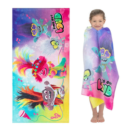 Franco Kids Super Soft Cotton Beach Towel, 58 in x 28 in, Trolls World Tour