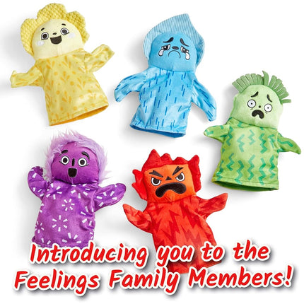 Learning Resources Feelings Family Hand Puppets Set, Hand Puppets for Kids, Learn About Feelings, 5 Emotions Hand Puppets Happy, Sad, Surprised, Angry and Scared