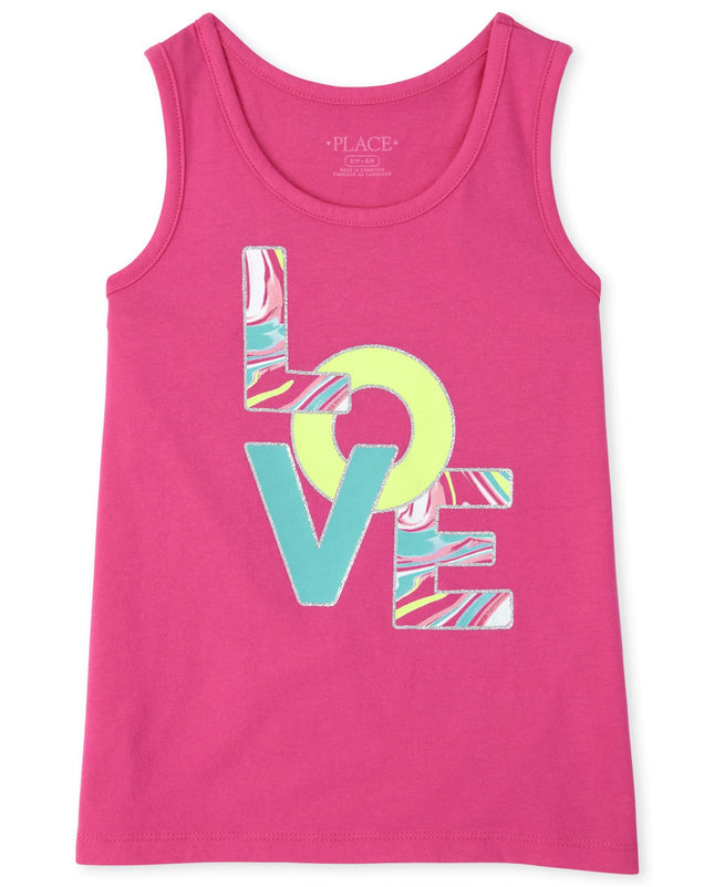 The Children's Place Girls Graphic Tank Top, Berry