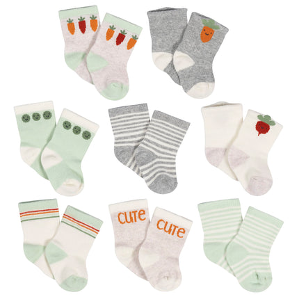Gerber Unisex Baby 8-Pair Wiggle-Proof Sock, Happy