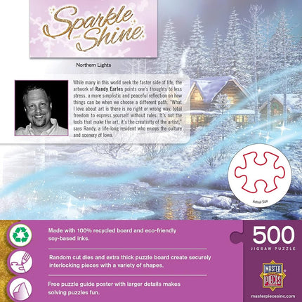 MasterPieces Holiday Glitter - Northern Lights 500 Piece Jigsaw Puzzle