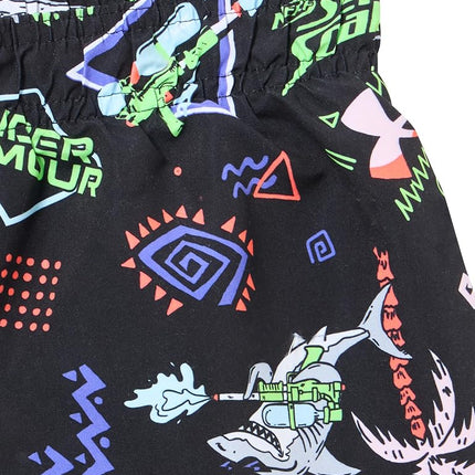 Conjunto de Volley de Natación para Niño Under Armour, Camiseta de Manga Corta y Pantalones Cortos a Juego, Rashguard Ligero y Transpirable, Blanco/Opulent Garden, 3