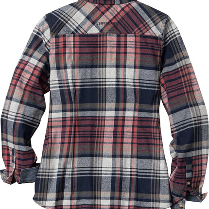 Legendary Whitetails Women’s Long Sleeve Plaid Flannel Button Up Shirt 100% Cotton, Dusk Sky Plaid, XS