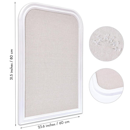 Aitakatta Bulletin Board with Linen, 31.5x23.6 inches Bulletin Board with White Wood Style Frame, Decorative Hanging Pin Board Vision Board Message Board for Office School Home Decor(2R&2S,L-6080,1p)