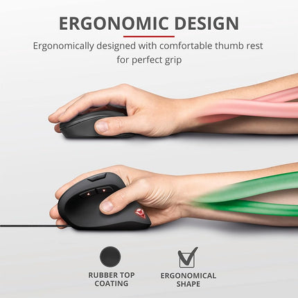 GXTrust Rexx Vertical Ergonomic Gaming Mouse, 250-10,000 DPI, Black