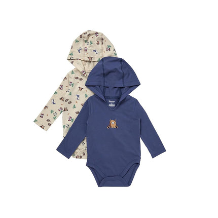 Hanes baby-girls Pure Comfort Long Sleeve Hoodie Bodysuits, Infant Bodysuits, Unisex, 3-pack, Beige/Rust, 18 MONTHS