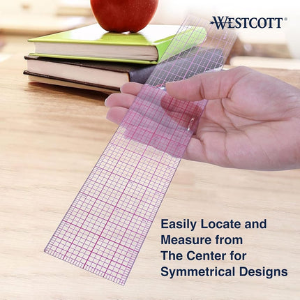 Westcott 8ths Graph Transparent Beveled Edge Ruler, Zero Centering Scale, Durable Laminated Finish,12-Inch, Measuring Tool for School, Office, Drafting, Sewing, Engineering, School Supplies, 12 Pack