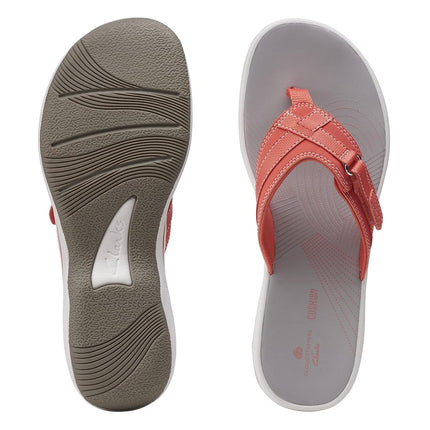 Clarks Women's Breeze Sea Flip-Flop, Bright Coral Synthetic, 4.5 UK