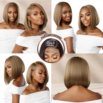 Sensationnel Bare Lace 13x6 wigs - Unit 3 Glueless synthetic with 180 degree preplucked hairline Non lifting 2040 larger grid thinner lace - BareLace unit 3 (1B OFFBLACK)