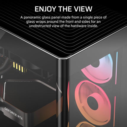 CORSAIR FRAME 4500X LX-R RGB LINK Panoramic Glass Mid-Tower PC Case – InfiniRail Mounting System, Fits Dual 360mm Radiators, GPU Anti-Sag, 3x LX120R RGB LINK Fans Included – Black