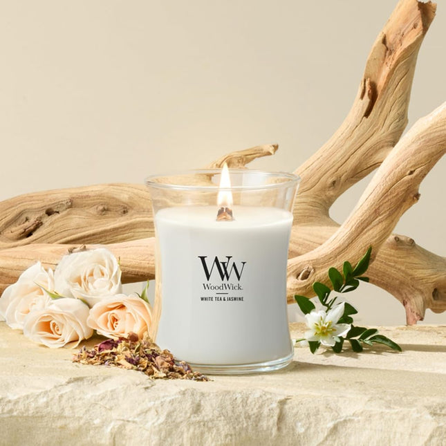WoodWick White Tea & Jasmine Medium Hourglass Candle