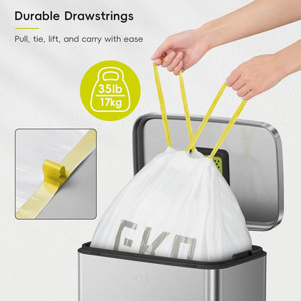 EKO 40-60L Drawstring Bin Liners, 60 Count Floral Rubbish Bags, Code F
