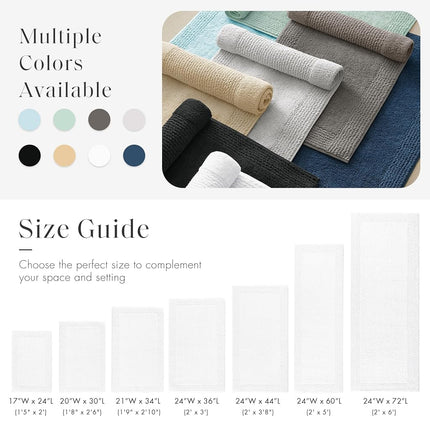 MADISON PARK SIGNATURE Splendor Reversible 100% Cotton Tufted Bathroom Rug-3000 GSM Hotel Quality Luxurious Plush High Pile Bath Mat Absorbent, Quick Dry, Shower Room Décor, 21x34, White