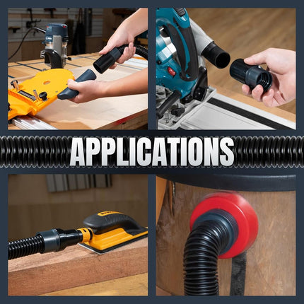POWERTEC 70356 10 ft. Vacuum Hose Dust Collection Kit for Woodworking Power Tools, Wet/Dry Work Shop Vacuums, Miter Saw and Table Saw