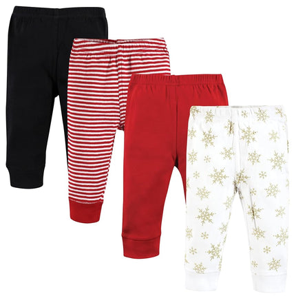 Hudson Baby Pantalones y Leggings de Algodón para Bebés Niñas, Copo de Nieve Dorado, 4T