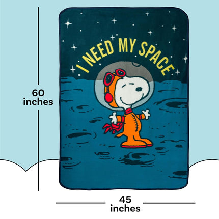 Silver Buffalo Peanuts Snoopy Need My Space Fleece Throw 45" x 60"