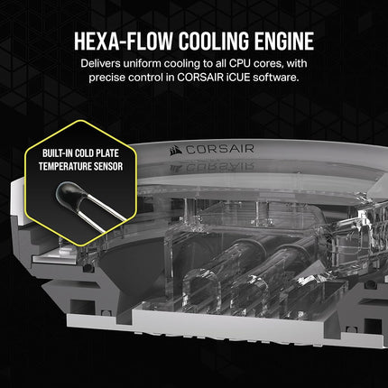 Corsair iCUE LINK XC7 RGB ELITE CPU Water Block - Transparent Flow Chamber - 24 RGB LEDs - Fits Intel® LGA 1700, AMD® AM5 and older - White