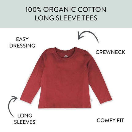 HonestBaby Unisex Baby Multipack Long Sleeve T-Shirts Tee 100% Organic Cotton, 5-Pack Romantic Pink, 4T