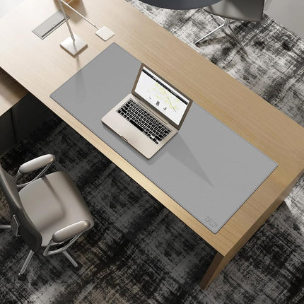 Cacoy 100x40cm Leather Desk Pad Blotter, PU Leather Desk Protector Mat, Large Gaming Mouse Pad for Desktops and Laptops - Grey