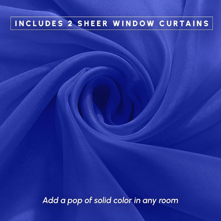 Elegant Comfort® 2-Piece SHEER PANEL with 2inch ROD POCKET - Window Curtains 60-inch width X 84-inch Length - Neon Blue